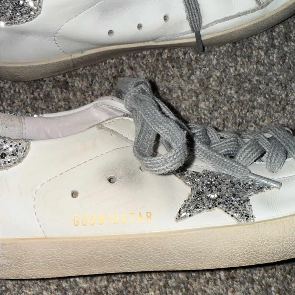 Golden Goose White Sneakers with Silver Accents - Picture 2 of 5
